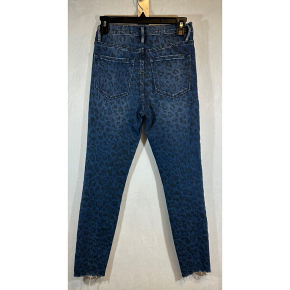 Frame Denim Leopard Print Ali High Rise Cigarette Dark Wash Jeans Size 26 C16 - Picture 3 of 6